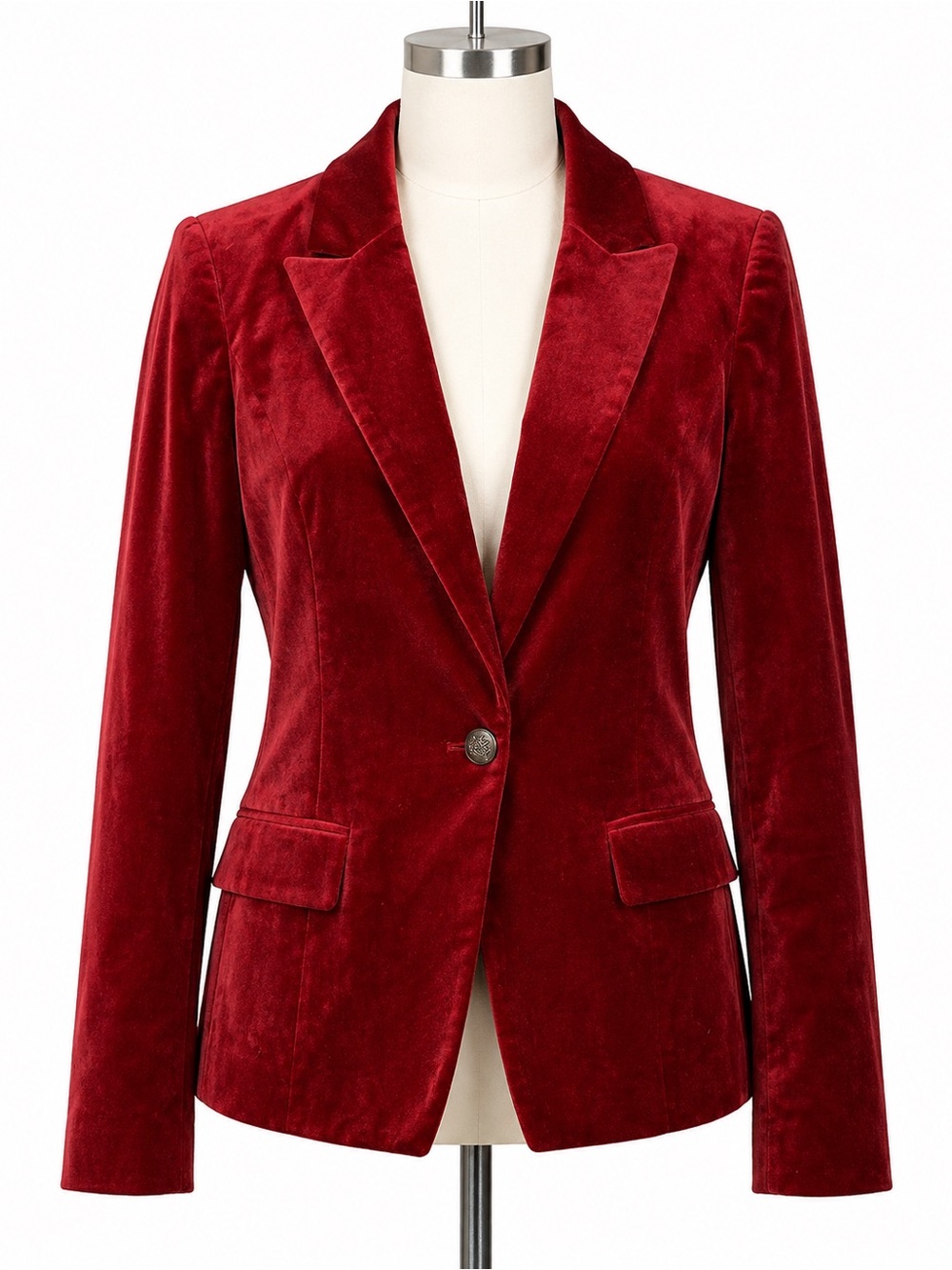 White House Black Market Burgundy Red Velvet Blazer Jacket Size 12 Holiday Party